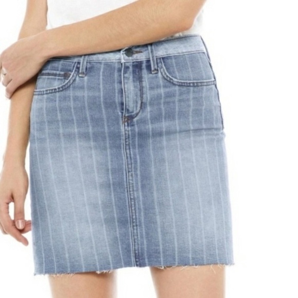 Sam Edelman Striped “Jenny” Raw Hem Jean Skirt